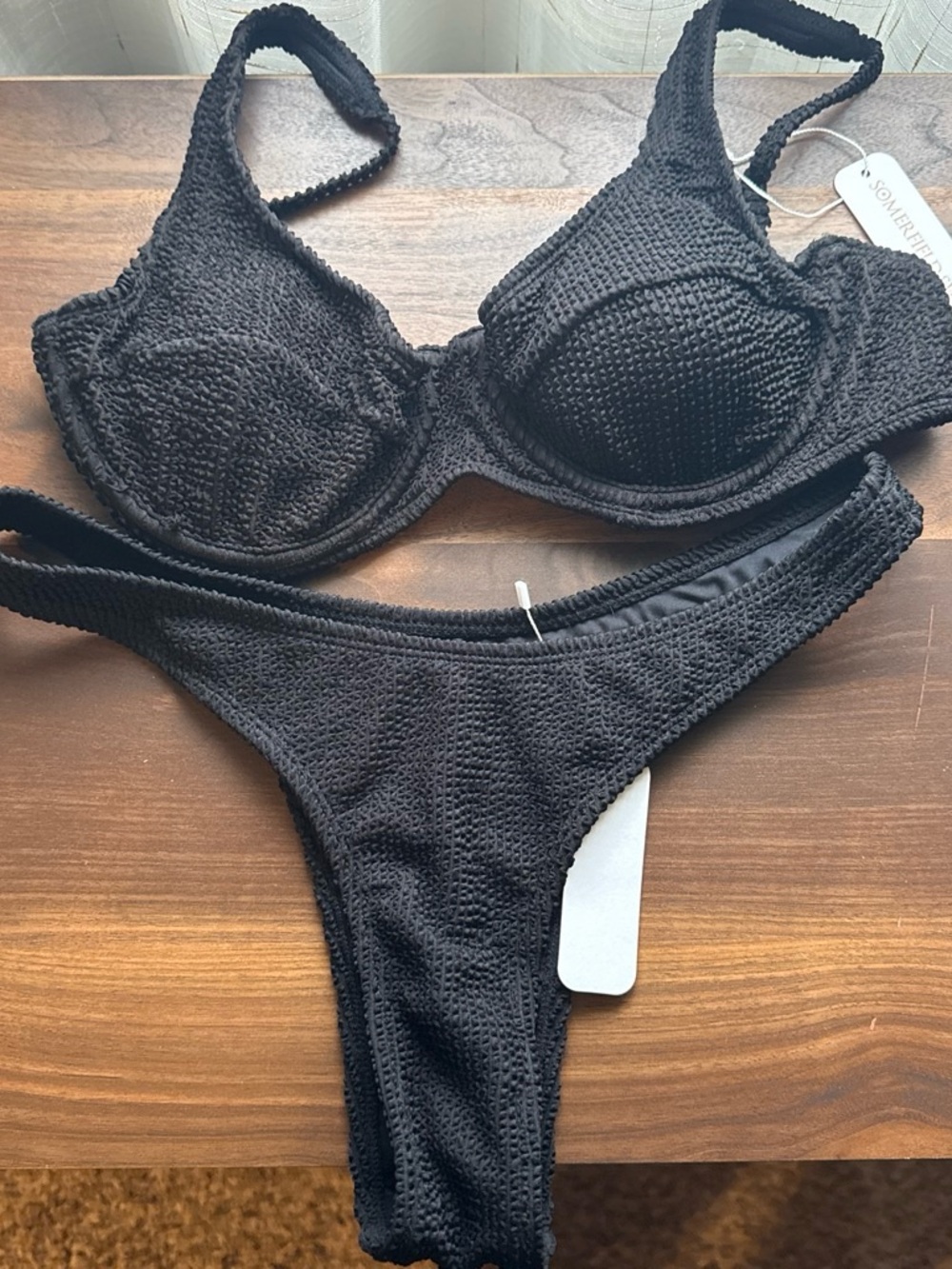 Somerfield Swim Black Textured Underwire Bikini Set